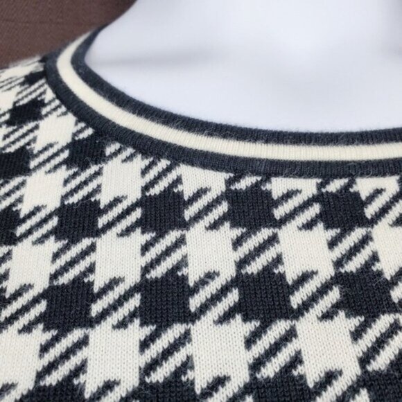 Lauren Ralph Lauren Womens Ivory Black Checkered Plaid Knit Sweater Dress Size M - Picture 9 of 9